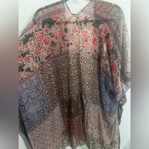 Free People Velvet Burnout Kimono Open-Front Floral Bohemian One Size - Picture 9 of 10